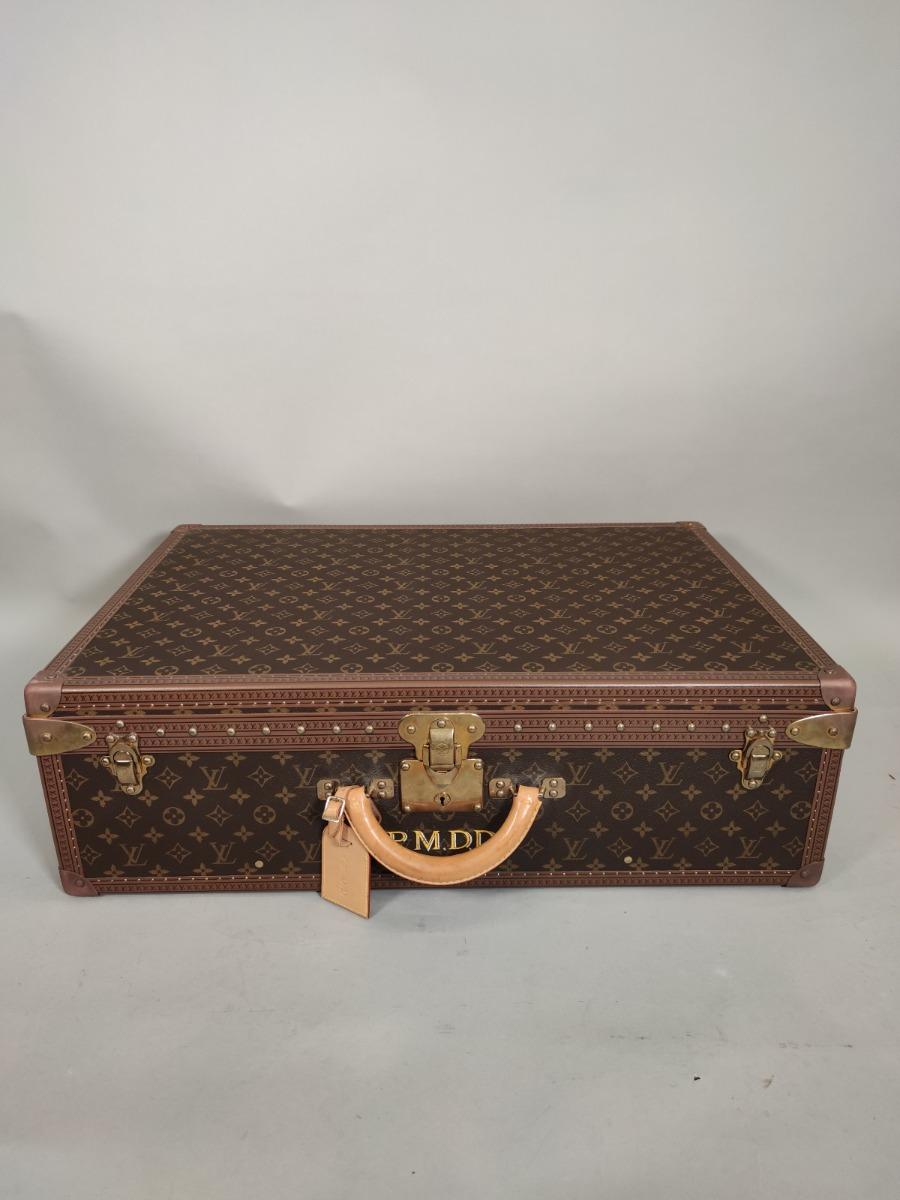 Malle cabine ancienne Louis Vuitton en cuir - Bagage Collection