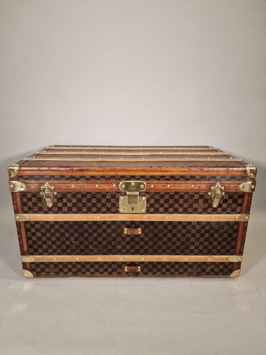 This magnificent striped steamer trunk from the Louis Vuitton